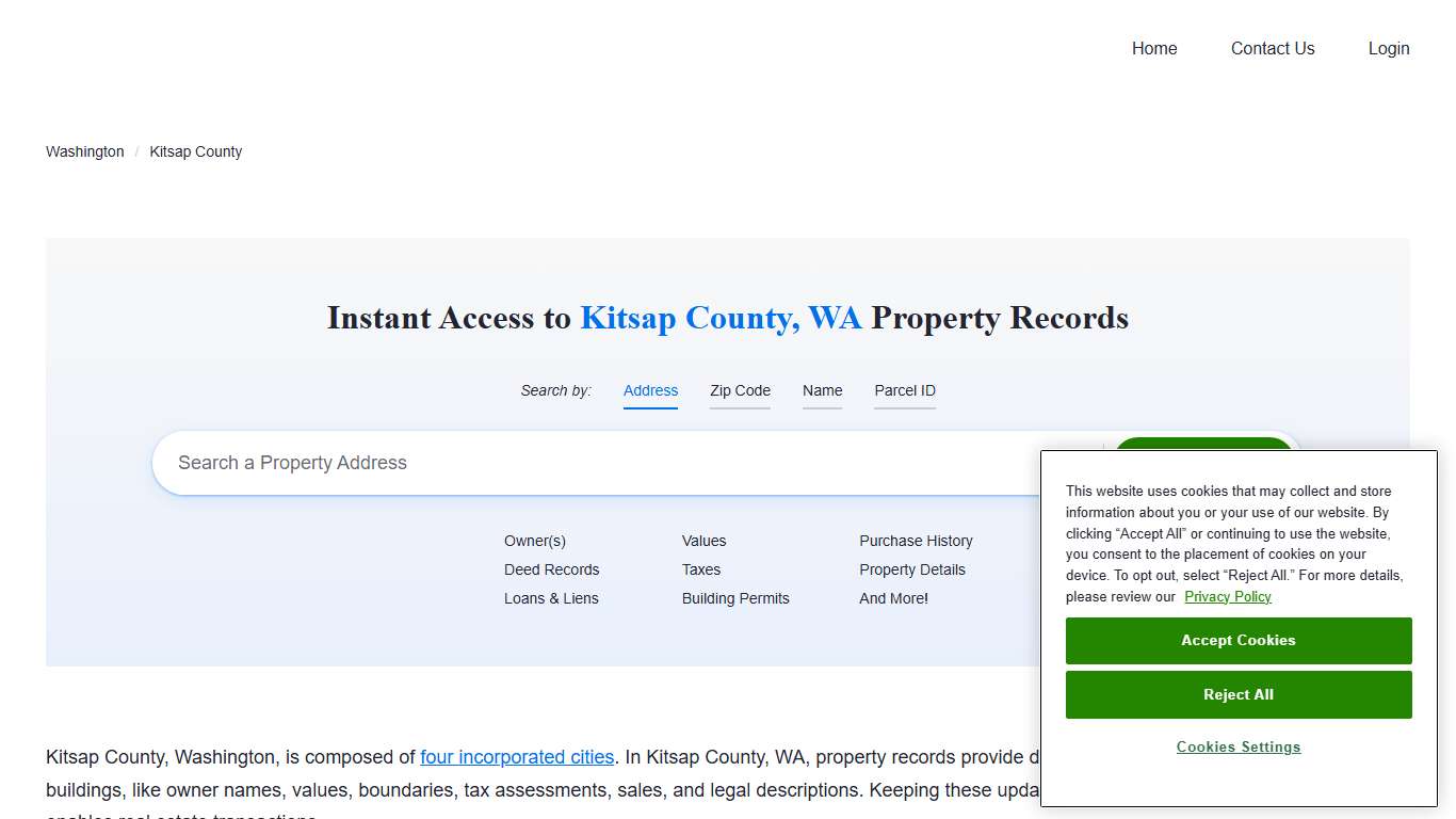 Kitsap County Property Records Owners, Deeds, Permits